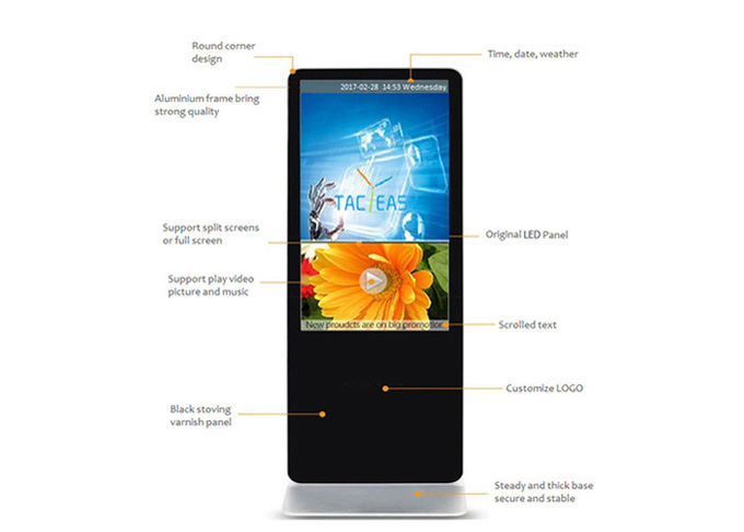 Android Wifi Floor Standing LCD Advertising Display 55 Inch Multi Point IR Touch